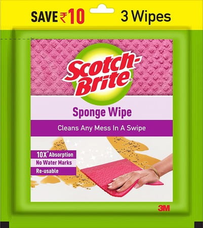 Scotch-Brite Multi-Purpose Easy To Use Kitchen Cleaning Sponge Wipe - 3 Pieces