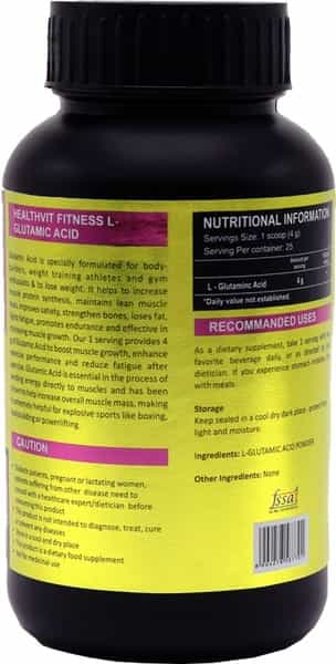 Healthvit Fitness L - Glutamic Acid Powder - Unflavoured -100Gm