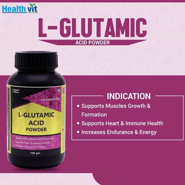 Healthvit Fitness L - Glutamic Acid Powder - Unflavoured -100Gm