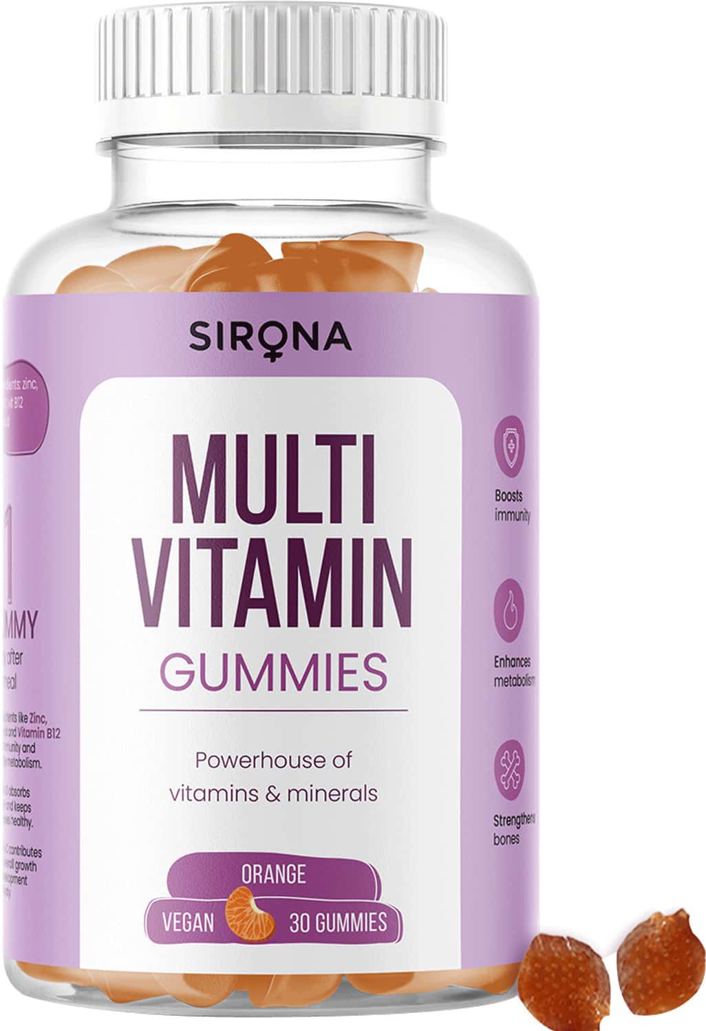 Sirona Multivitamin Orange Flavoured Gummies For Women (Pack Of 30)