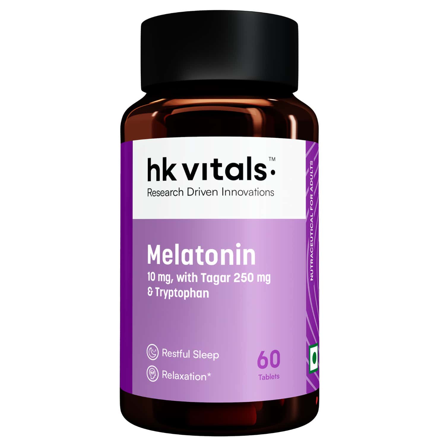 Hk Vitals Melatonin (60 Tablets) | 10mg With Tagar 250mg & Tryptophan | Restful Sleep & Relaxation
