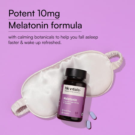 Hk Vitals Melatonin (60 Tablets) | 10Mg With Tagar 250Mg & Tryptophan | Restful Sleep & Relaxation