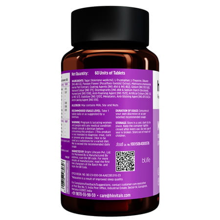 Hk Vitals Melatonin (60 Tablets) | 10Mg With Tagar 250Mg & Tryptophan | Restful Sleep & Relaxation