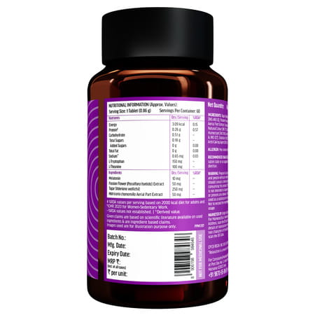 Hk Vitals Melatonin (60 Tablets) | 10Mg With Tagar 250Mg & Tryptophan | Restful Sleep & Relaxation