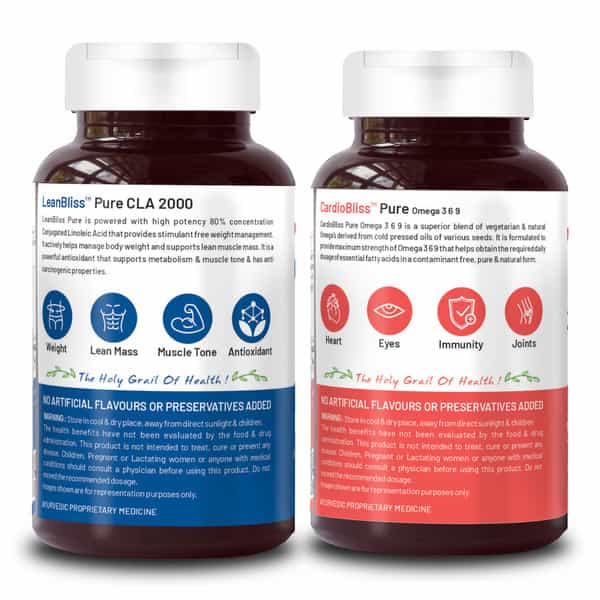 Bliss Welness Cla 2000 & Omega 3 6 9 For Heart Health|For Men And Women|60 + 60 Softgel Capsules