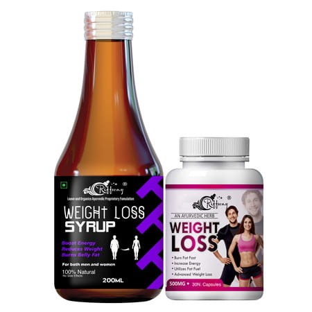 Weight Loss Syrup & Weight Loss Capsules - 100% Ayurvedic (200ml+100gm)