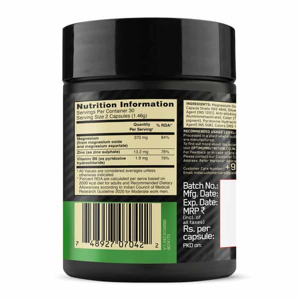 Optimum Nutrition (On) Zinc Magnesium Aspartate (Zma) - 60 Capsules