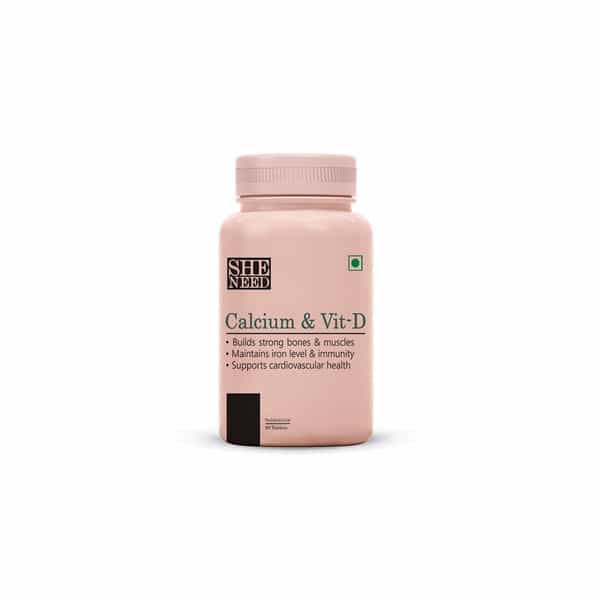 Sheneed Calcium And Vit-D Supplement For Women-Monitors Iron Level & Strong Bone Health - 60 Tablets