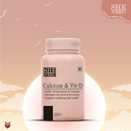 Sheneed Calcium And Vit-D Supplement For Women-Monitors Iron Level & Strong Bone Health - 60 Tablets