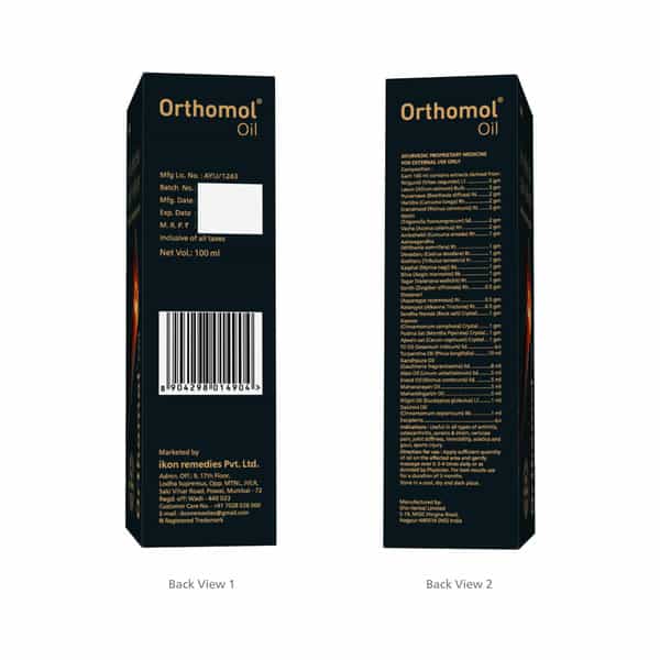 Orthomol Ayurvedic Pain Relief Oil For Joint Pain | Muscular Pain - 100 Ml (Pack Of 4)