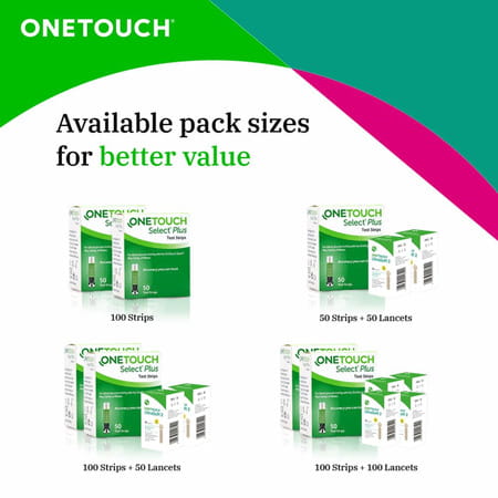 Onetouch Select Plus 50 Test Strips With 50 Onetouch Ultrasoft 2 Lancets (Pack Of 2) 25 Lancets