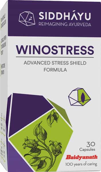 Siddhayu Winostress | Capsules For Stress I Natural Calming & Relaxing | 30 Capsules X 1