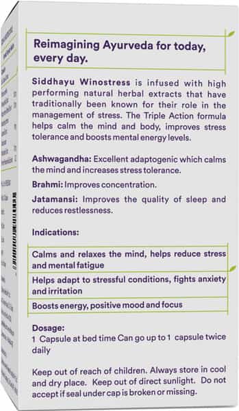Siddhayu Winostress | Capsules For Stress I Natural Calming & Relaxing | 30 Capsules X 1