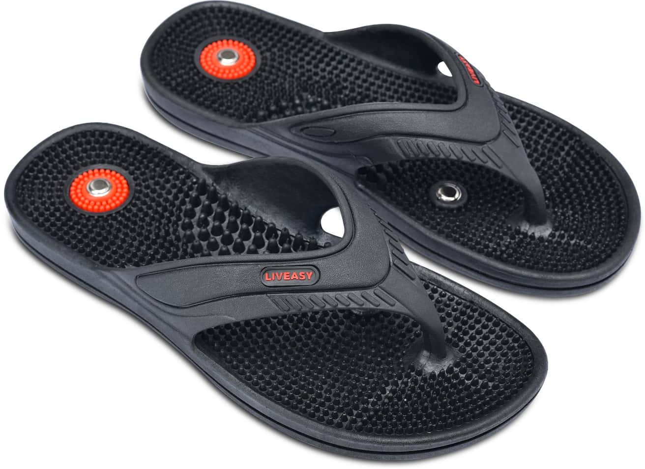 Liveasy Ortho Care Acupressure Slippers - Men (Black) Size 9