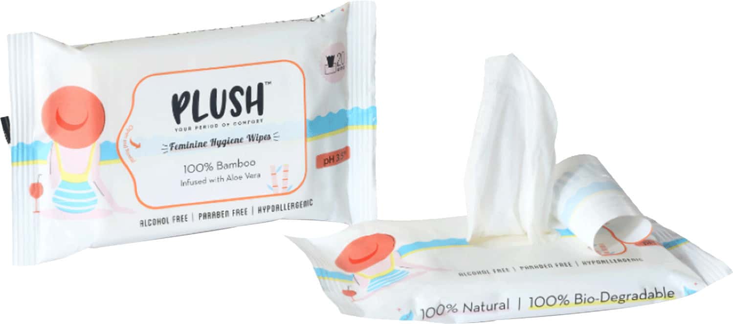 Plush Intimate Vaginal Wipes All Natural & Vegan Pack Of 20