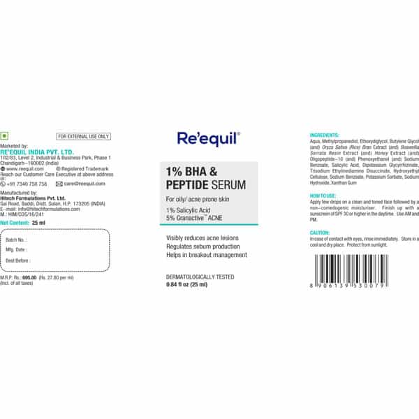 Re'equil 1% Bha & Peptide Salicylic Acid Serum