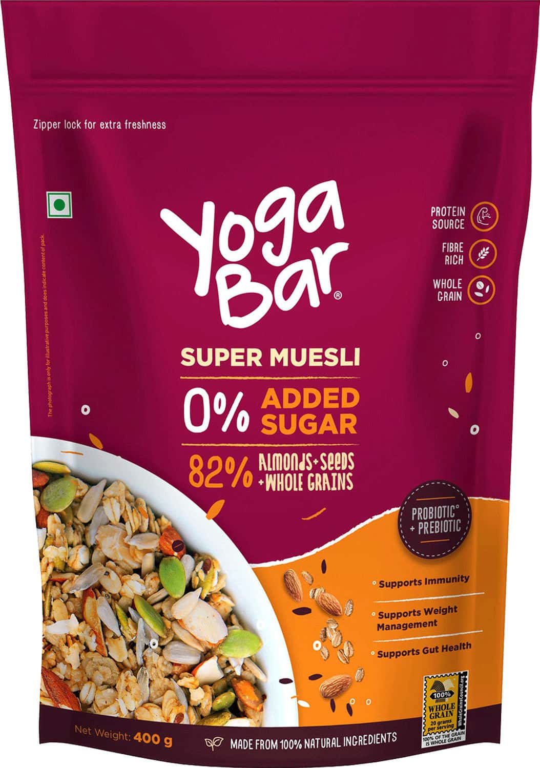 Yogabar No Added Sugar Muesli 400g