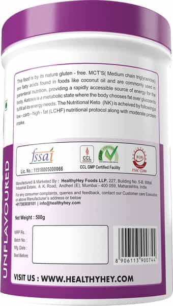Healthyhey Keto Mct Oil Powder Coconut Medium Chain Triglyceridesunflavored 500G