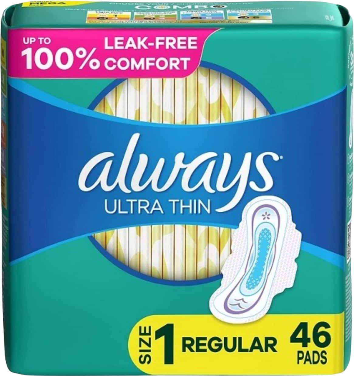 Always Ultra Thin Pads Regular W Flexi-Wings Unscented 46 Count