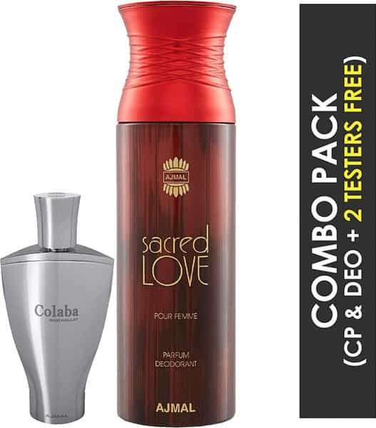 Ajmal Colaba Mukhallat Cp Attar 14Ml For Unisex And Sacred Love Deodorant 200Ml For Women