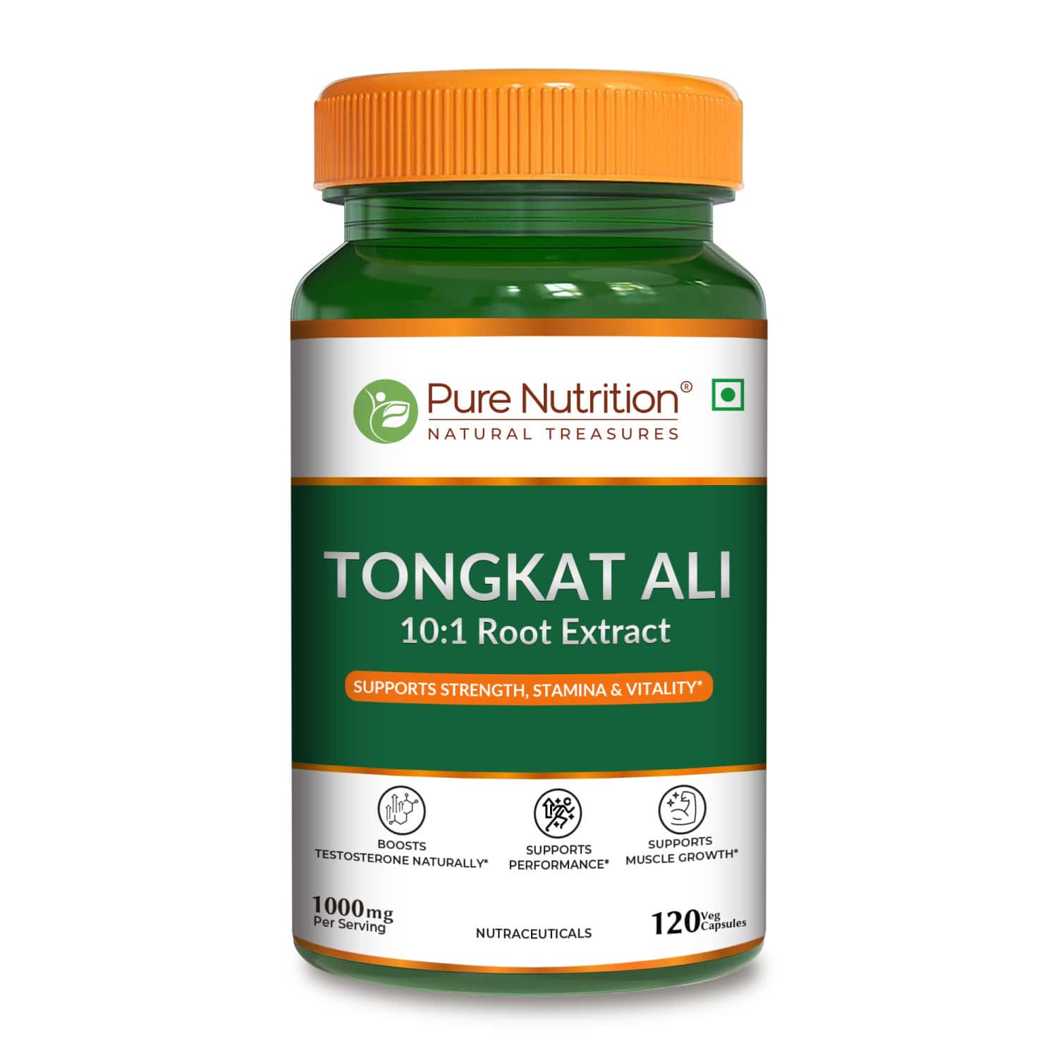 Pure Nutrition Organic Tongkat Ali 1000mg | 120 Veg Capsules Supports Male Wellness