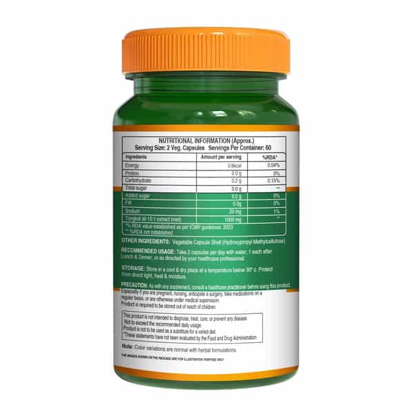 Pure Nutrition Organic Tongkat Ali 1000Mg | 120 Veg Capsules Supports Male Wellness