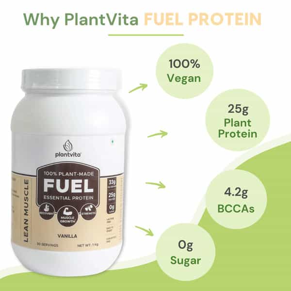 Plantvita Fuel Essential Protein - 1Kg Jar Vanilla