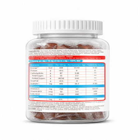 Celehealth Fe Iron Gummies | For Children & Adults | Bottle | 30 Gummies