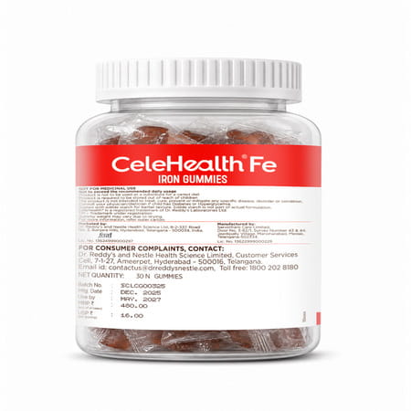 Celehealth Fe Iron Gummies | For Children & Adults | Bottle | 30 Gummies