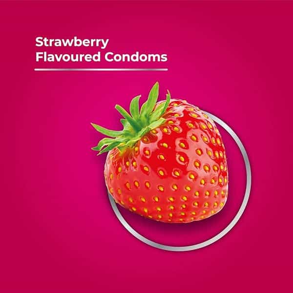 Skore Dotted Flavour Condoms (Strawberry) 10N (Pack Of 4) And Hard Rock Gel Sachet Free