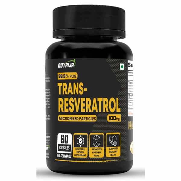 Nutrija Trans Resveratrol 100Mg Capsules - 99.5% Pure Micronized And Highly Bioavailable (60N)