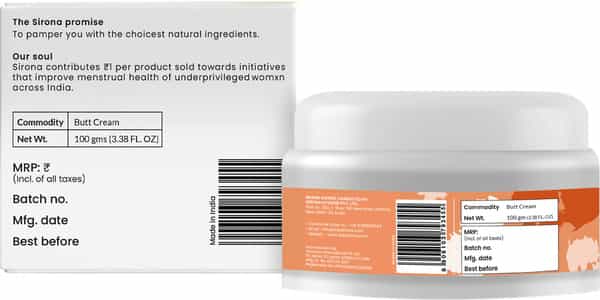 Sirona Natural Back And Bum Cream For Women - 100 Gm Dermatologically Tested