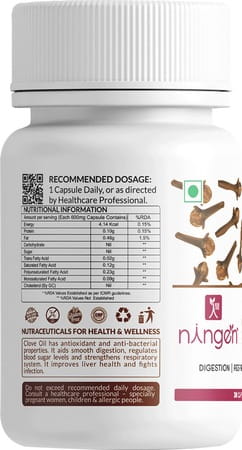 Ningen Clove Oil Capsules For Digestion Immunity Liver 30 Veg Capsules