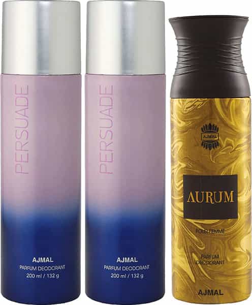 Ajmal 2 Persuade For Men & Women & 1 Aurum Femme For Women Deodorants Each 200Ml Combo Pack Of 3