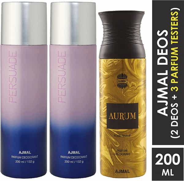 Ajmal 2 Persuade For Men & Women & 1 Aurum Femme For Women Deodorants Each 200Ml Combo Pack Of 3