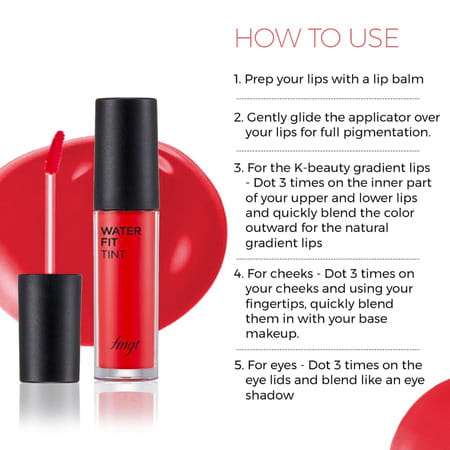 The Face Shop Water Fit Lip Tint - Waterproof & Long Lasting Lip & Cheek Tint | Rose Pink -5G