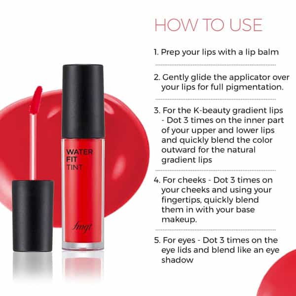 The Face Shop Water Fit Lip Tint - Waterproof & Long Lasting Lip & Cheek Tint | Rose Pink -5G