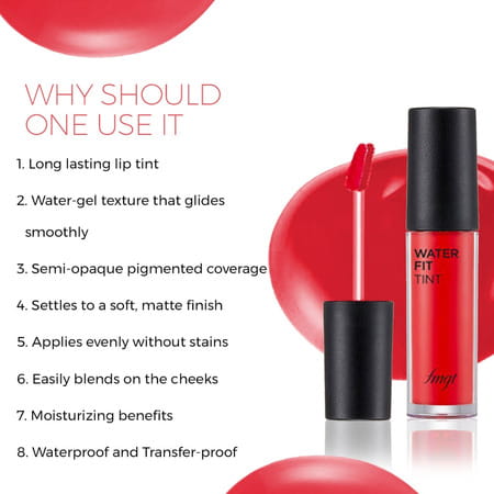 The Face Shop Water Fit Lip Tint - Waterproof & Long Lasting Lip & Cheek Tint | Rose Pink -5G