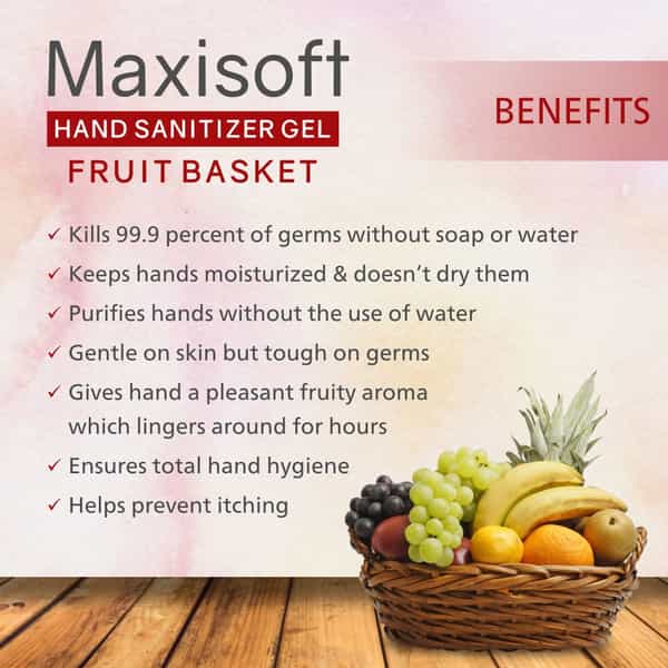 Maxisoft Hand Sanitizer Gel | Fruit Basket | 60 Ml | Pack Of 12