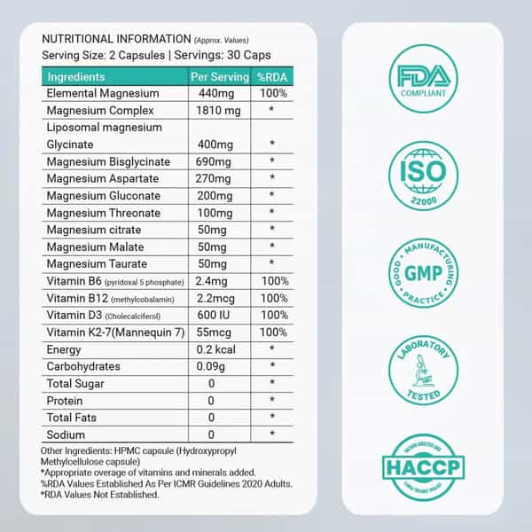 Mag8x 2000Mg Magnesium Complex | 8 Chelated Forms + Vitamins | Sleep | Mood & Muscle - 60N