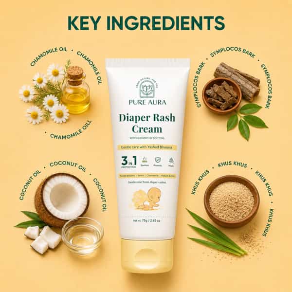 Pure Aura Baby Diaper Rash Cream| Ayurvedic Healing For Sensitive Skin 75 Gm Pack Of 2