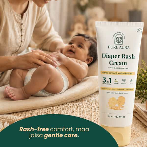 Pure Aura Baby Diaper Rash Cream| Ayurvedic Healing For Sensitive Skin 75 Gm Pack Of 2