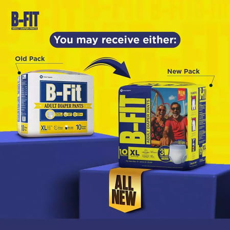 B-Fit Pant Style Xl Size (76-142cm) 10 Adult Diapers