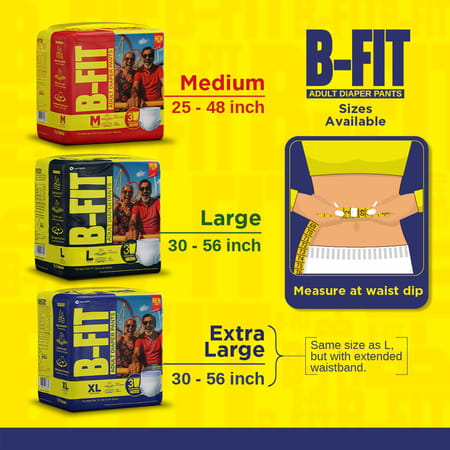 B-Fit Pant Style Xl Size (76-142Cm) 10 Adult Diapers