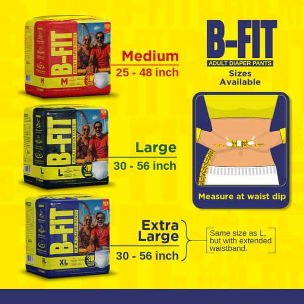 B-Fit Pant Style Xl Size (76-142Cm) 10 Adult Diapers