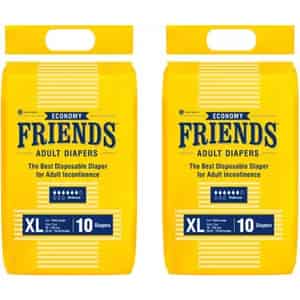 Friends Economy Adult Diapers Tape Style - 2x10 Count (xl) - Waist Size 27.56-49.21 In; 70-125cm
