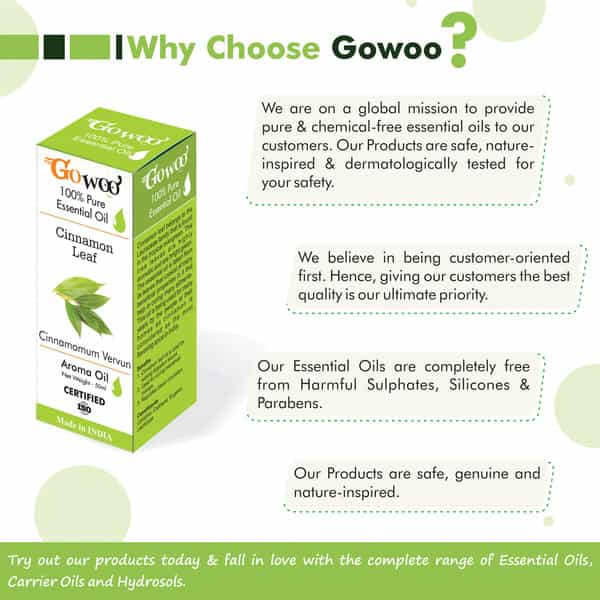 Go Woo 100% Pure Cinnamon Leaf Oil Virgin & Undiluted 50 Ml