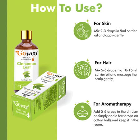 Go Woo 100% Pure Cinnamon Leaf Oil Virgin & Undiluted 50 Ml