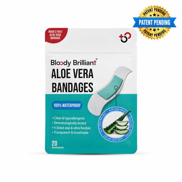 Bloody Brilliant Aloe Vera Bandages | Waterproof | Hypoallergenic | 72X19 Mm | Pack Of 20