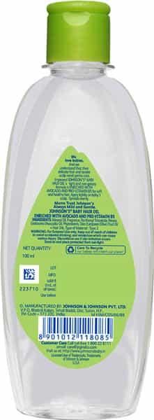 Johnson's Baby Avocado Hair Oil Bottle Of 100 Ml